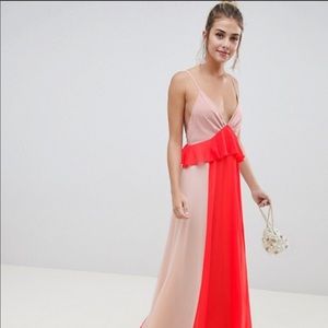 Prom dress ASOS color block ruffle